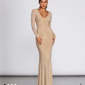 Elegant Gold Evening Gown